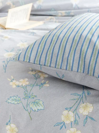 Σεντόνια Μονά, Γκρι Floral, 100% Βαμβακερά - Palamaiki FL6240