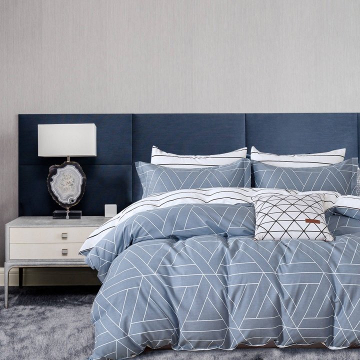 Σεντόνια Ημίδιπλα Aslanishome Armonia. Σετ τριών τεμαχίων, κατασκευασμένο από 100% βαμβάκι σατέν 200 κλωστών, με απαλή υφή και λεία όψη. Λευκό και γκρι, 170×270 εκατοστά