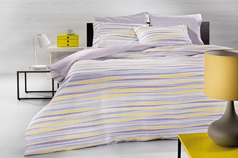 Κουβερλί Βαμβακερό Ριγέ Guy Laroche Ripples Lilac