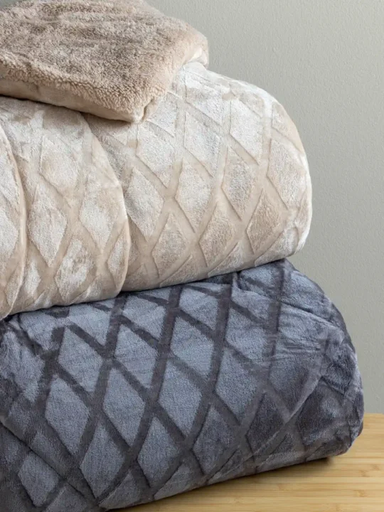 Κουβερτοπάπλωμα King Size Εκρού, Με Γούνινη Επένδυση Sherpa - Palamaiki Nadine Sand