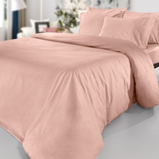 Ροζ σεντόνι king size, μονόχρωμο, κατασκευασμένο από βαμβακερό περκάλι Guy Laroche Color Plus Coral