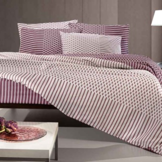Σεντόνια King Size Guy Laroche, Λιλά Με Μοντέρνο Σχέδιο, Σετ 4 Τμχ Από 100% Βαμβακερό Περκάλι - Galleon Amethyst