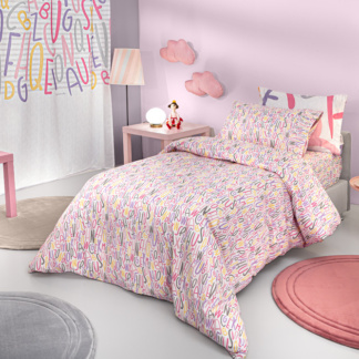 Σετ 3τμχ Παιδικά Σεντόνια Letters Pink 160x250 - Guy Laroche