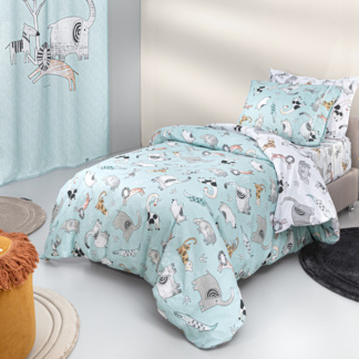 Σετ 3τμχ Παιδικά Σεντόνια Zootopia Aqua-Grey 165x250 - Guy Laroche
