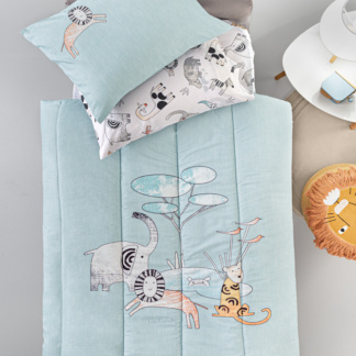 Παιδική παπλωματοθήκη με digital print κατασκευασμένη από 100% microsuede στο πάνω μέρος και 100% cotton στο κάτω - Guy Laroche Zootopia Aqua Grey