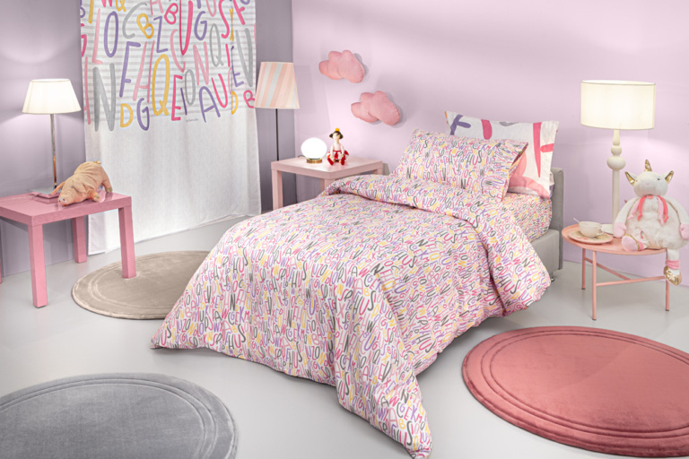 Σετ 2τμχ Παιδική Παπλωματοθήκη Letters Pink 165x225 - Guy Laroche