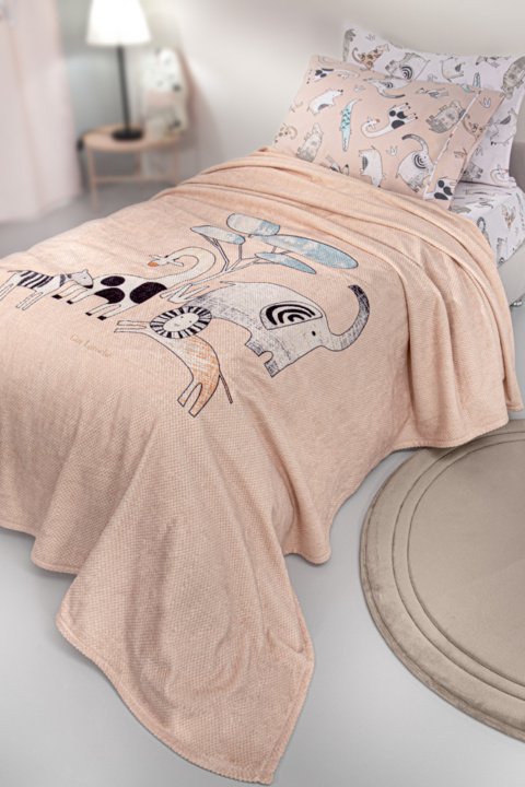 Παιδική κουβέρτα μπεζ, ultrasoft με digital print - Guy Laroche Zootopia Cameo