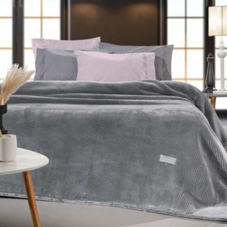Κουβέρτα υπέρδιπλη γκρι, μονόχρωμη από jacquard pol Guy Laroche Cheval Silver