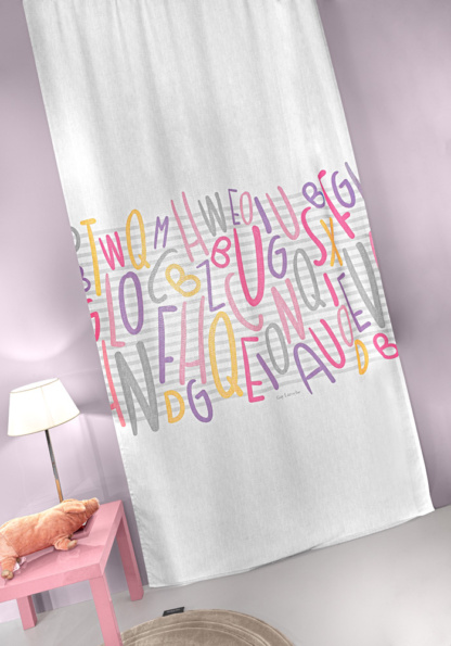 Βρεφική Κουρτίνα Letters Pink 145x270 - Guy Laroche