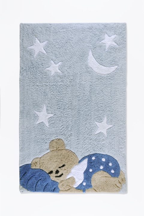 Παιδικό χαλάκι σιέλ, κατασκευασμένο από 100% βαμβάκι Downtown Home Bear Boy