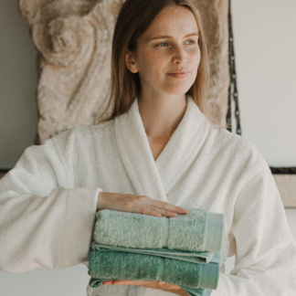 Nicole Unisex Λευκό Μπουρνούζι Small - DownTown