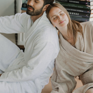 Nicole Unisex Λευκό Μπουρνούζι Medium - DownTown