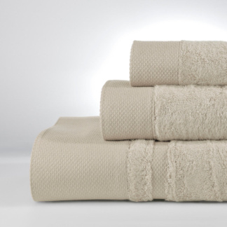 Πετσέτες μπάνιου μπεζ, σετ 3 τμχ κατασκευασμένο από bamboo και βαμβάκι Downtown New Rosa Light Beige