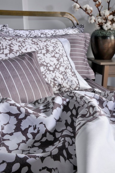 Κουβερλί υπέρδιπλο floral, από βαμβακοσατέν ύφασμα 220 κλωστών με εσωτερική πολυεστερική βάτα, σετ 3 τμχ - Downtown 851 Elvira