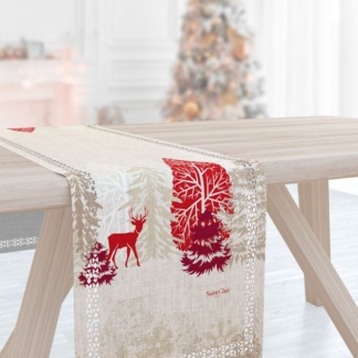 Αλέκιαστη τραβέρσα δύο όψεων της Saint Clair Paris. Σε γκρι απόχρωση από τη μία μεριά και μοντέρνο σχέδιο από την άλλη. Κατασκευασμένη από 100% πολυεστέρα.