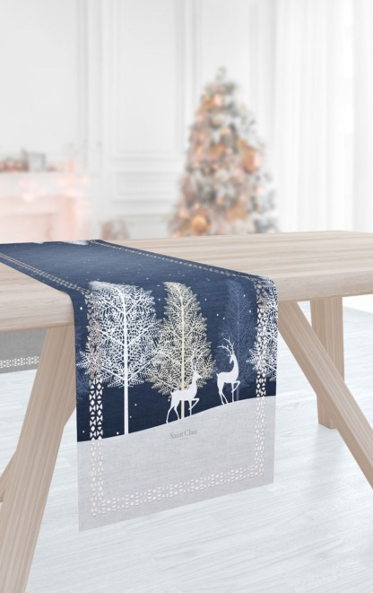 Χριστουγεννιάτικη Τραβέρσα 2040 Blue Laser Cut 40x160 - Saint Clair