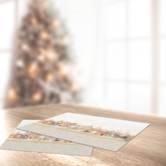 Χριστουγεννιάτικα σουπλά διπλής όψεως από την Saint Clair Paris. Κατασκευασμένα από 100% polyester με ειδική επεξεργασία αδιαβροχοποίησης για να καθαρίζονται εύκολα και να μην λεκιάζουν. Η αναγραφόμενη τιμή αφορά ανα τεμάχιο. Τα σουπλά μας είναι διαθέσιμα για αγορά ανά 4 τεμάχια