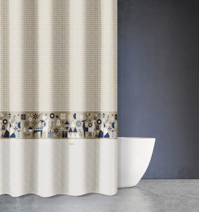 Κουρτίνα μπάνιου υφασμάτινη που στεγνώνει γρήγορα με την υπογραφή της Saint Clair Paris. Γιορτινή διάθεση σε όλους τους χώρους του σπιτιού Des 417