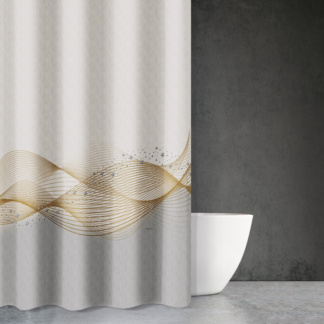Κουρτίνα μπάνιου υφασμάτινη που στεγνώνει γρήγορα με την υπογραφή της Saint Clair Paris. Γιορτινή διάθεση σε όλους τους χώρους του σπιτιού Des 419