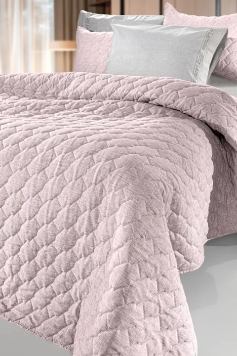 Aνοιξιάτικο κουβερλί king size, μικροφίμπρα με καπιτονέ ραφή και ασορτί διακοσμητική μαξιλαροθήκη - Guy Laroche Kiara Sepia