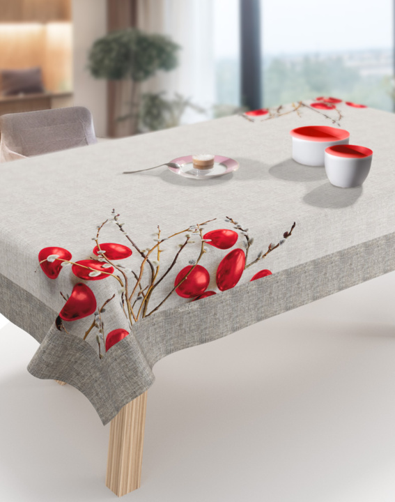 Πασχαλινό Τραπεζομάντηλο Easter 17 Red 145x220 - Saint Clair