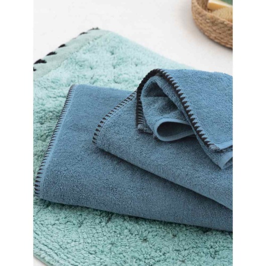 Πετσέτα προσώπου βαμβακερή, μπλε ραφ, Palamaiki Brooklyn Denim