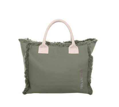 Τσάντα παραλίας βαμβακερή Feel n Touch Caribbean Khaki Ammos