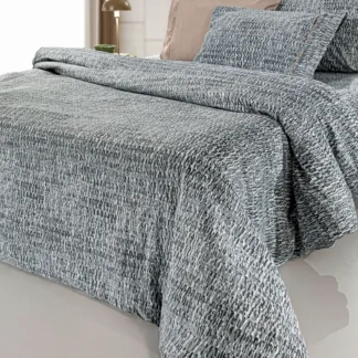 Σεντόνια king size γκρι, με μοντέρνο εμπριμέ μοτίβο, σετ 4 τμχ από 100% βαμβακοφανέλα - Guy Laroche Beaver Titanium