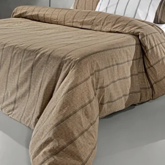 Σεντόνια ημίδιπλα καφέ, με μοντέρνο καφέ μοτίβο, 100% βαμβακερά - Guy Laroche Beverly Cashmere