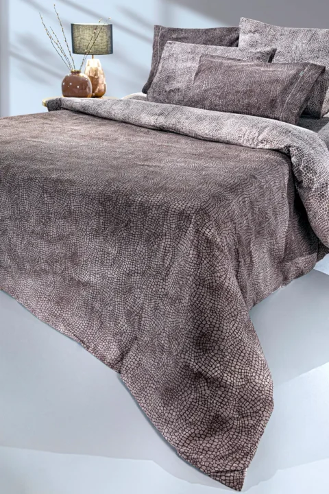 Σεντόνια king size καφέ, σετ τεσσάρων τεμαχίων από βαμβακερό περκάλι Guy Laroche Safari Choco