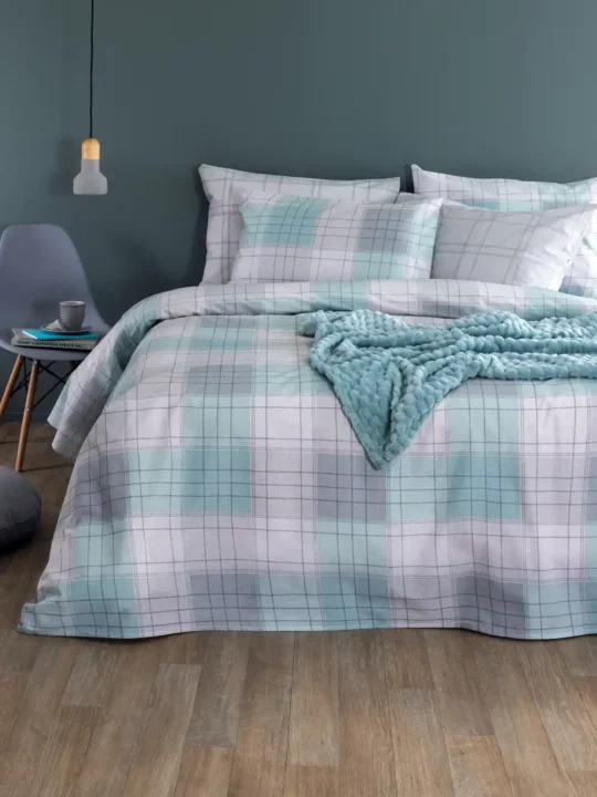 Σεντόνια υπέρδιπλα βαμβακερά, με μοντέρνο καρό σχέδιο, σετ 4 τμχ Palamaiki FL6282