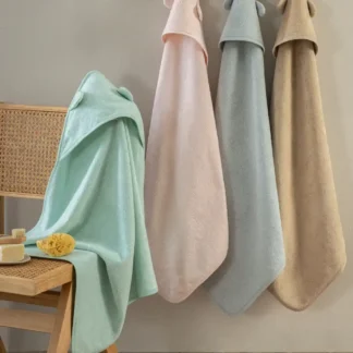 Σετ Μπουρνουζοπετσέτες Με Κουκούλα Baby Bath 75x75 ROBIN (2) GREY