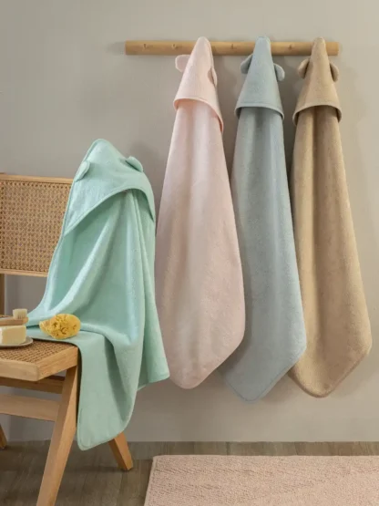 Σετ Μπουρνουζοπετσέτες Με Κουκούλα Baby Bath 75x75 ROBIN (2) ROSE