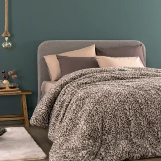 Γούνινο Κουβερτοπάπλωμα Υπέρδιπλο Animal Print Palamaiki Deva Grey