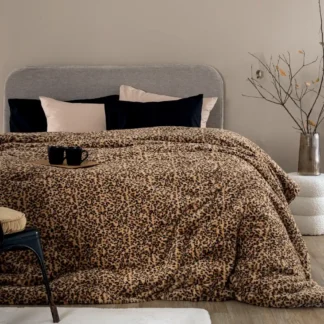 Γούνινο Κουβερτοπάπλωμα Animal Print Palamaiki Deva Beige