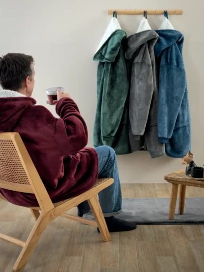Κουβέρτα με κουκούλα, fleece και sherpa Palamaiki Huhu2 Denim