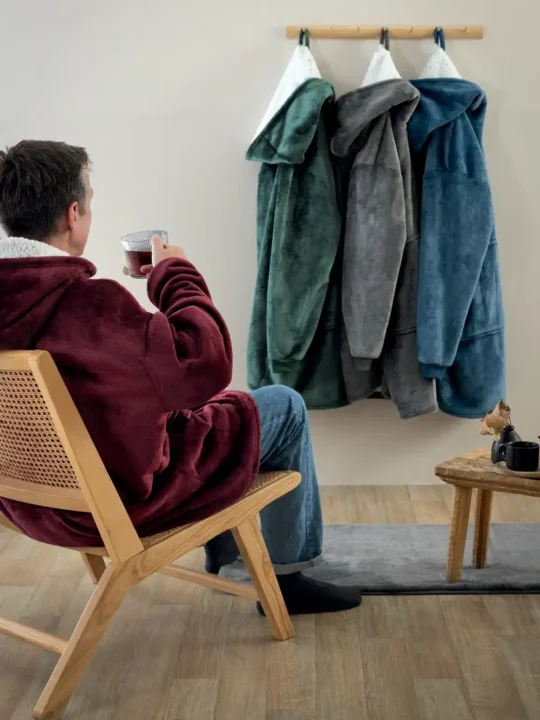 Κουβέρτα με κουκούλα, fleece και sherpa Palamaiki Huhu2 Denim