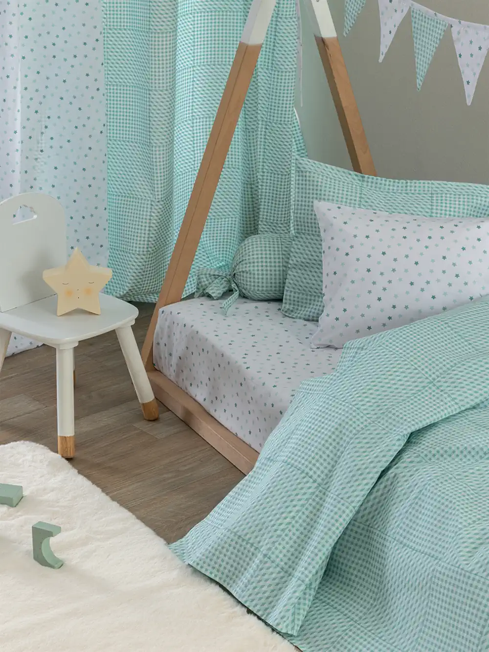 Σεντόνι Κούνιας 130x170 BB101 AQUA Χωρίς Λάστιχο