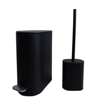 Σετ Κάδος Απορριμμάτων Οβάλ 5L Soft Close Μεταλλικός Μαύρος και Πιγκάλ MRShome