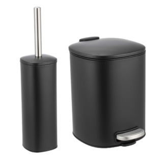 Σετ Κάδος Απορριμμάτων Οβάλ 5L Μεταλλικός Soft CLose Μαύρος και Πιγκάλ MRShome