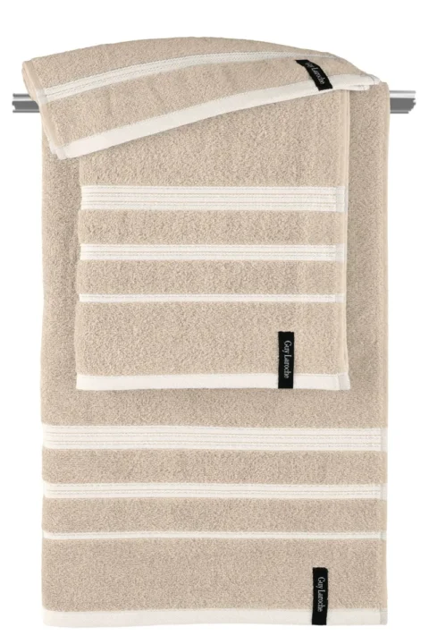 Πετσέτες μπάνιου μπεζ, από 100% βαμβάκι, σετ σώματος, προσώπου και χεριών - Guy Laroche Sofrano Beige