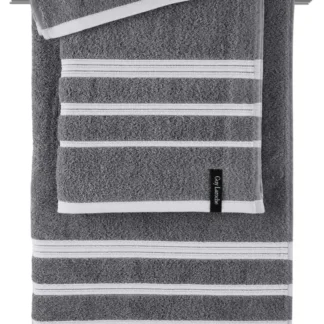 Πετσέτες μπάνιου ανθρακί, σετ τριών τεμαχίων από 100% βαμβάκι Guy Laroche Sofrano Anthracite