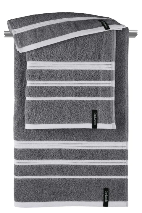 Πετσέτες μπάνιου ανθρακί, σετ τριών τεμαχίων από 100% βαμβάκι Guy Laroche Sofrano Anthracite