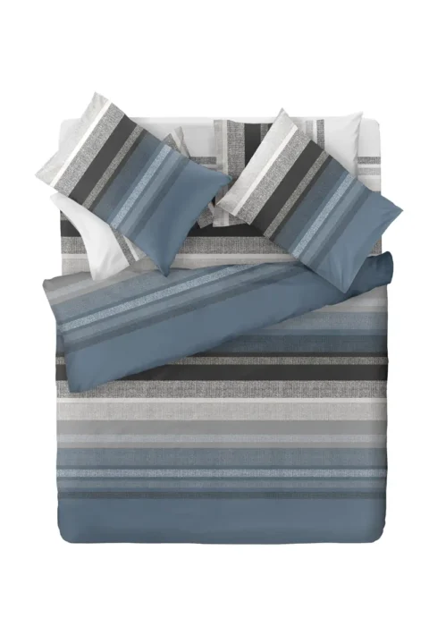 Σεντόνια υπέρδιπλα Saint Clair Keros Raf. Σετ τεσσάρων τεμαχίων, κατασκευασμένο από 100% βαμβάκι, με ριγέ σχεδιασμό. To σετ αποτελείται από δυο σεντόνια 240 x 260 εκατοστά και δυο ασορτί μαξιλαροθήκες.