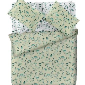 Παπλωματοθήκη Saint Clair Amor Aqua. Κατασκευασμέν από 100% βαμβάκι, floral, σετ με δυο ασορτί μαξιλαροθήκες.