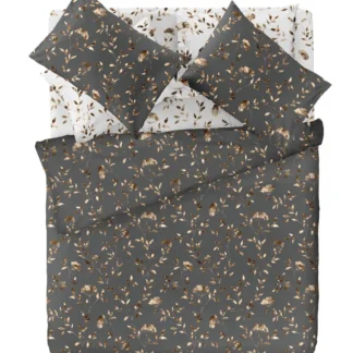 Παπλωματοθήκη Saint Clair Amor Golden. Κατασκευασμένη από 100% βαμβάκι, floral, σετ με δυο ασορτί μαξιλαροθήκες.