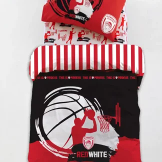 Σετ Μονά Σεντόνια Olympiacos B.C. 170x260 BC9 Με Λάστιχο