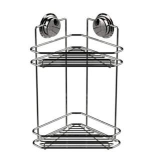 Ράφι διπλό γωνιακό με βεντούζες 21cm chrome Sealskin Elementals