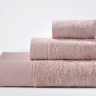 Πετσέτες μπάνιου ροζ, της εταιρίας Downtown Home, σετ τριών τεμαχίων, υψηλής ποιότητας, κατασκευασμένες από βαμβάκι και μπαμπού