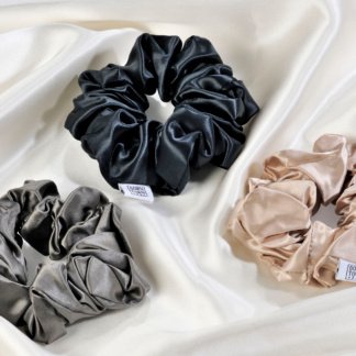 Λαστιχάκι Μαλλιών Φαρδύ 100% Mulberry Silk Black (1τμχ) - DownTown